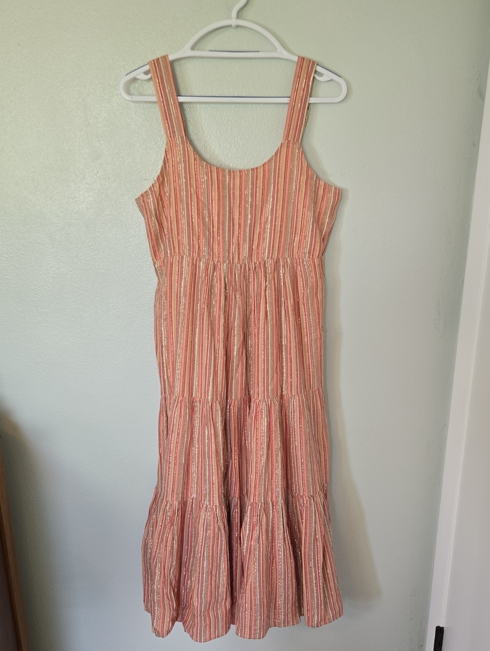 Linda Anderson | Rose Striped Multicolored Tiered Smocked Sun Dress Size Medium - Picture 4 of 13